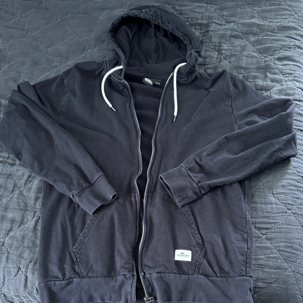 Men's Black Hoodie Zip Up Quicksilver sz XL